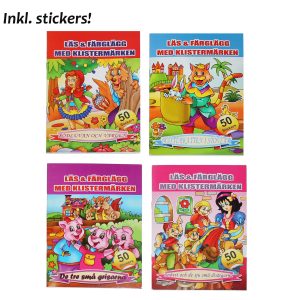 Målarbok A5 med stickers 4 sort 24 sidor